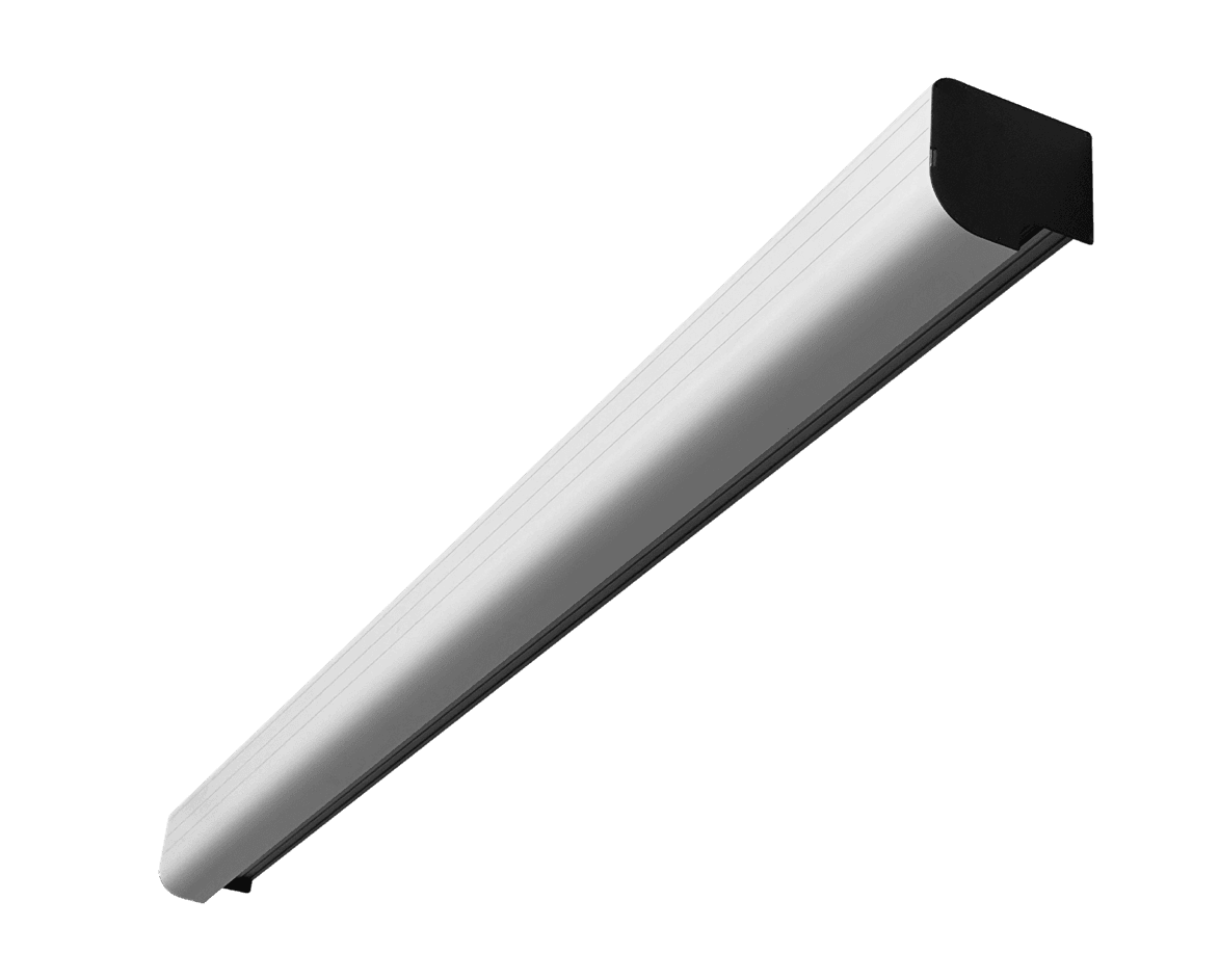 Isolated image of a K280 curved-edge automatic sliding door operator with a sleek aluminium finish and black end cap, designed for modern commercial entrances.